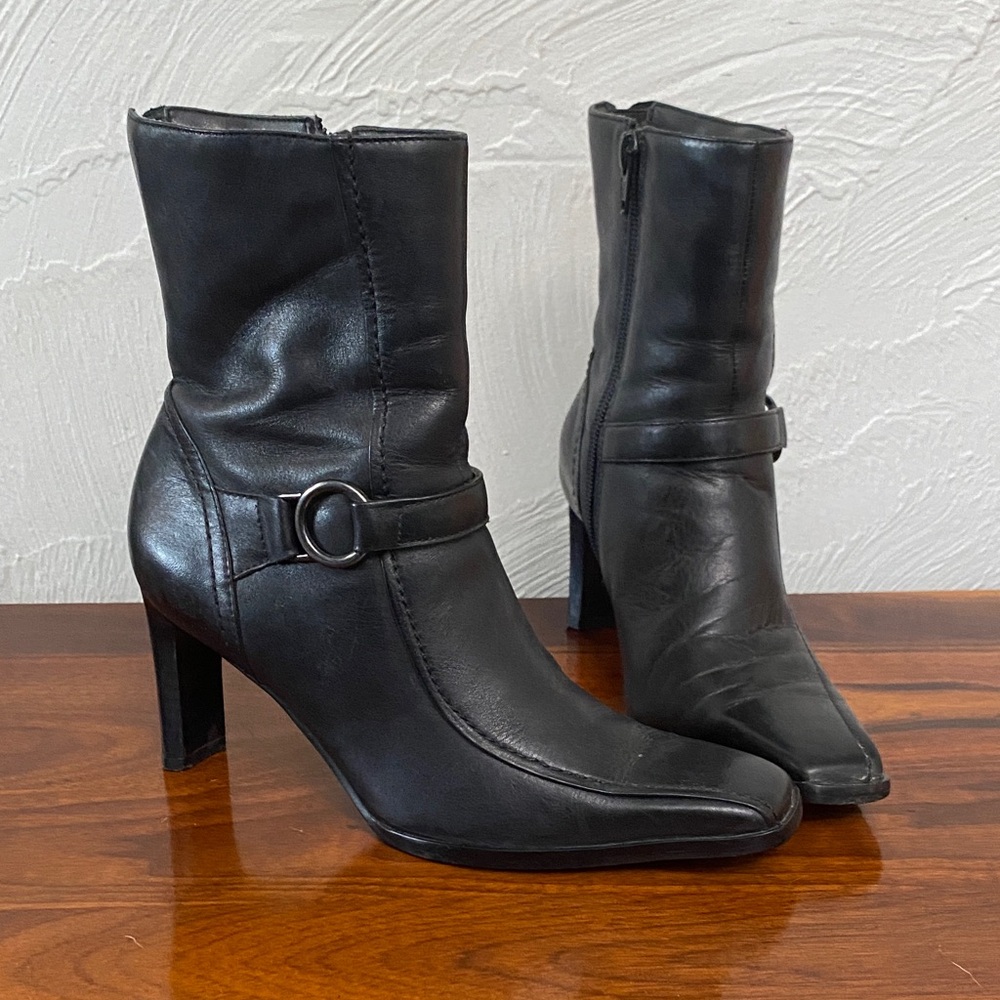 Elegant Black Leather Ankle Boots
